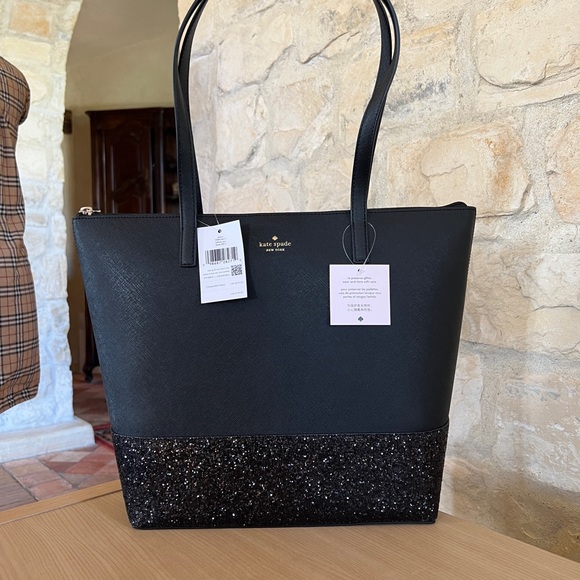 Kate Spade Penny Saffiano leather PVC Glitter Large Tote handbag+Wallet NWT - Picture 9 of 13